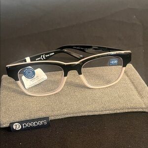 Peepers Black and Pink Reading Glasses